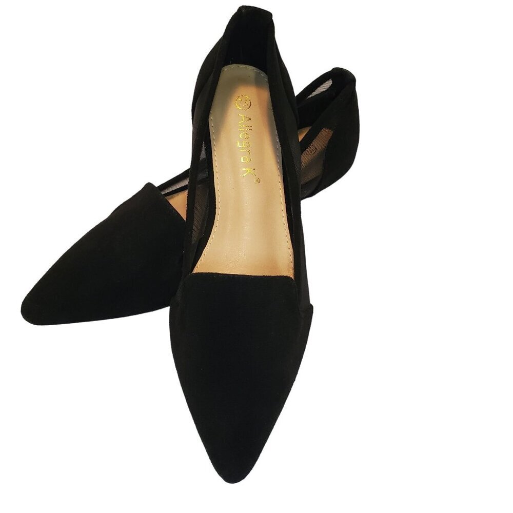 Allegra K Black Suede Mesh Flat Women's  Size 7.5